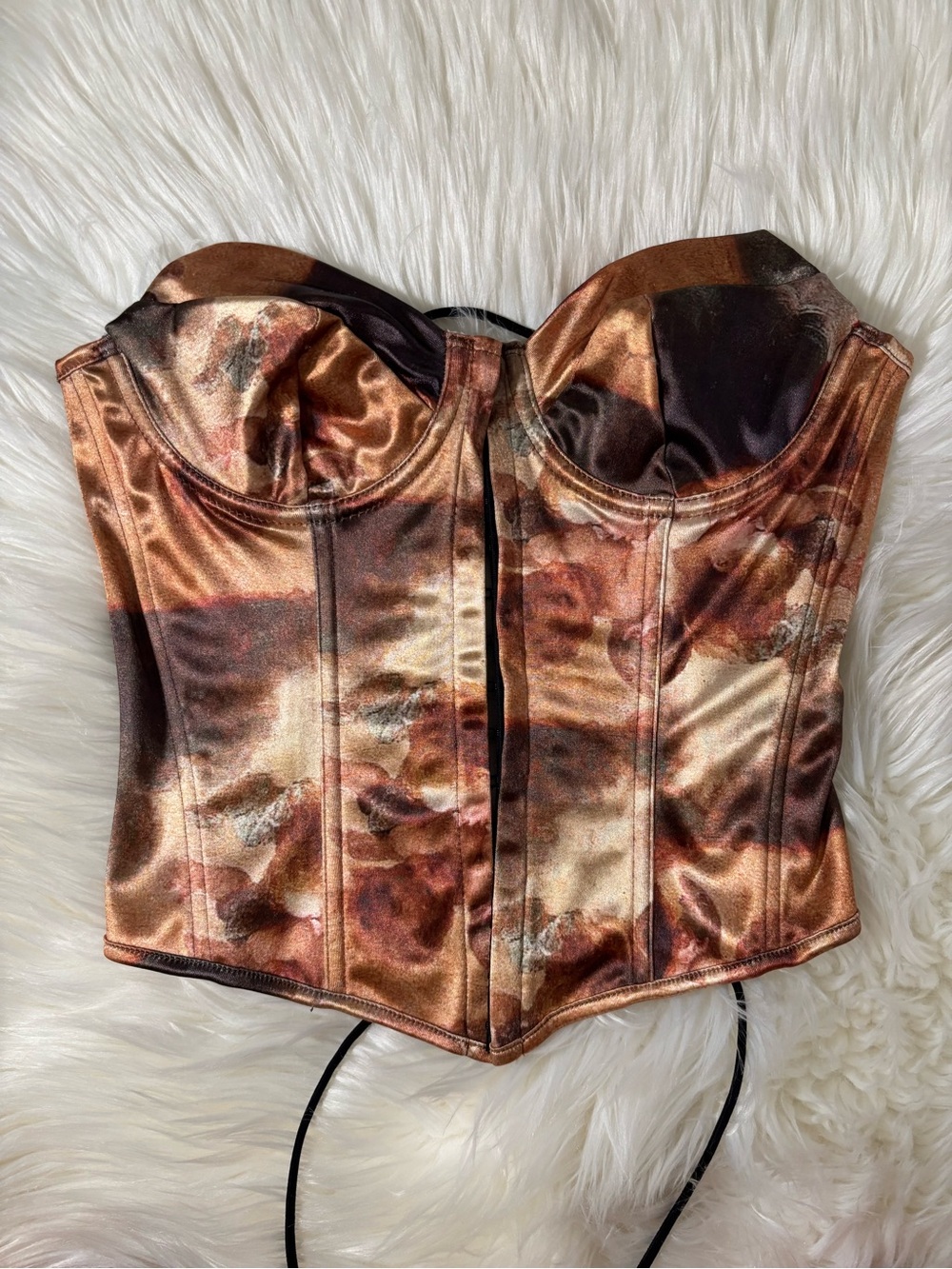 Satin Copper Bustier Top